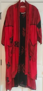 Vintage Pegasus Red/Black Maxi Dress & Cover Set One Size Ethnic African Pockets - Picture 1 of 13