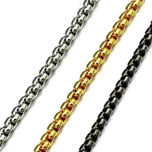 Women Men 1.5-4mm Stainless Steel Gold Plated Square Rolo Chain Necklace - Picture 1 of 4