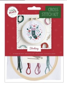Docrafts Simply Make Stocking Cross Stitch Kit Hanging Christmas Holiday Craft - Picture 1 of 3