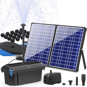 Pompa Solare per Laghetto Con Filtro – 30 W 1200 L/H Filtro Solare per Laghetti - Foto 1 di 12
