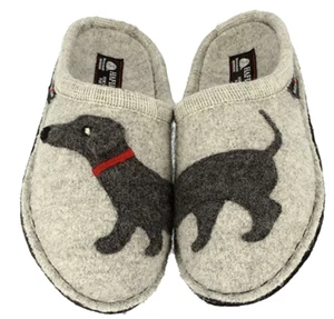 HAFLINGER Flair Dackel GRAY Dog Dachshund Arch Support Slipper US 7 EU 38 - Picture 1 of 3