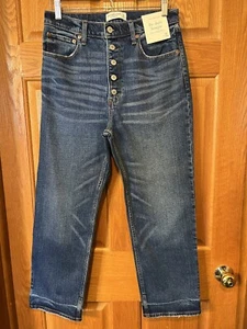 Pantalones de mezclilla CA47 Abercrombie & Fitch tiro ultra alto tobillo pierna recta para mujer 10/30 - Imagen 1 de 5