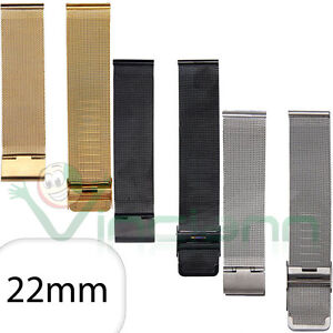Cinturino 22mm acciaio metallo maglia milanese per Smartwatch Fossil Q MMC6
