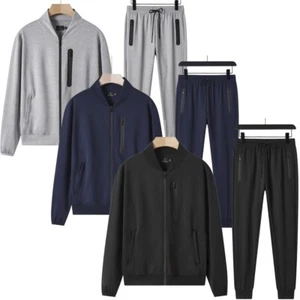 Mens Bomber Tech Tracksuit Set Zipped Pocket Brushed Designer Sweatshirt Joggers - Picture 1 of 18