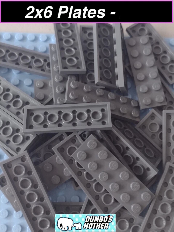 Lego 2x6 Dark Bluish Gray Plate building NEW X10 - Image 1 of 1