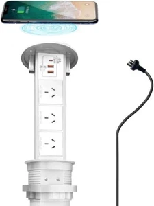 ZESHAN Wireless Charger Smart pop up Power Outlet Australia with 2 Gang AUS Powe - Picture 1 of 9