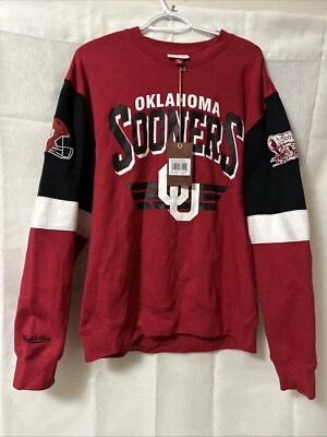 NCAA Oklahoma Sooners Mitchell & Ness Football Sweatshirt New With Tags Medium - Image 1 of 4