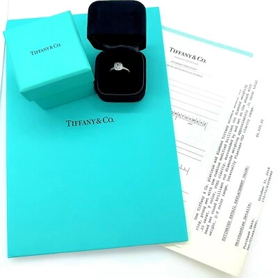 Tiffany & Co Soleste Cushion 0.23 CT F VVS2 Diamond  Engagement Ring Platinum - Image 1 of 4