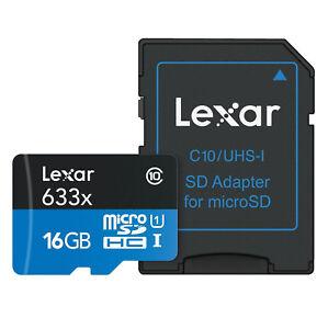 Genuine Lexar 16GB 16G 633x 90MB/s Micro SDHC MicroSD TF Class10 UHS-I w/Adapter