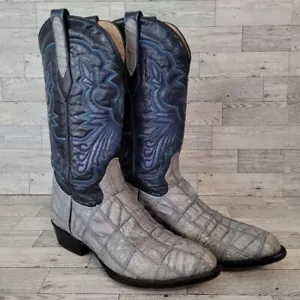 Herren Corral Western Blau Patchwork Kaiman Leder Rodeo Cowboy Stiefel Größe 9,5 - Bild 1 von 9