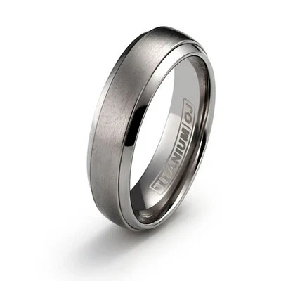 Titanium Wedding Ring Domed Brush Surface Free Engraving Titanium Band SZ 6-12 - Image 1 of 4