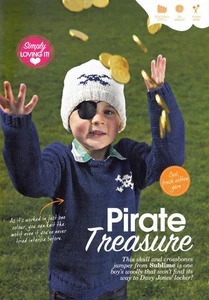 PATRÓN TEJIDO SUÉTER Y SOMBRERO 24-46" 4 años-ADULTO PIRATA-INTARSIA COSTILLA DK SKM M8A - Imagen 1 de 1