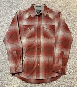 Pendleton Canyon Flannel Shirt Men’s M Fitted Wool Button Up Long Sleeve Red - Picture 1 of 8
