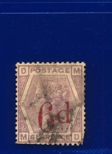 1883 SG162 6d auf 6d Fliederplatte 18 K8B MD guter gebrauchter Kat 150£ Eiar - Bild 1 von 3