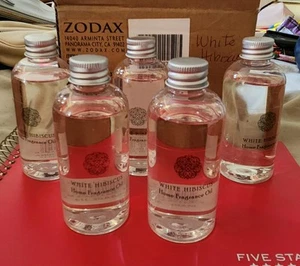 Zodax Porcelain Diffuser Wht Hibiscus Set Of 5 Oil Refill 3.4 oz Each - Picture 1 of 2