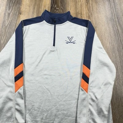 Virginia Cavaliers Sudadera Para Hombres L Gris Equipo NCAA Estudiante 1/4 Cremallera Suéter Y2K Foto 1 de 4