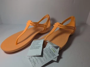 Crocs Isabella T-strap Sandal Women's Size 9 Cantaloupe Orange NEW - Picture 1 of 9