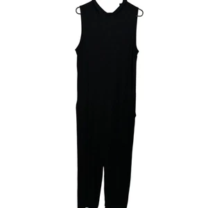 Mono Eileen Fisher Negro Sin Mangas Viscosa Elástico Pierna Ancha con Bolsillos L - Imagen 1 de 8