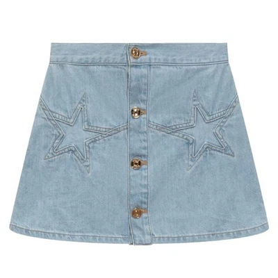 Young Versace Girls Star Embroidered Button Denim Skirt - Image 1 of 4