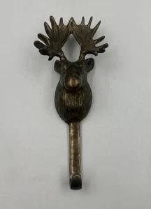 Vintage massiver Messing Elch Haken für Handtuch Mantel Mann Höhle Bar Hütte Dekoration - Bild 1 von 6