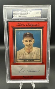 2014 HA Originals 1941 #46 Sid Hudson Auto 12/48 PSA/DNA Certified MINT 9 - Bild 1 von 2