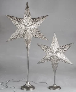 formano Lampe Stern auf Fuß 42x65cm Capri silber aus Metall 5 18 11 8 - Bild 1 von 1