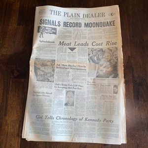 Plain Dealer 24. Juli 1969 Mann auf dem Mond Mondbeben Zeitung Cleveland Ohio - Bild 1 von 5