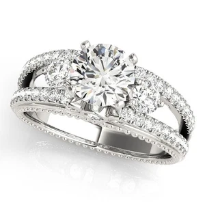 Best Sale 950 Platinum DE/VS 2CT Lab Grown Round Diamond 3 Stone Engagement Ring - Picture 1 of 23