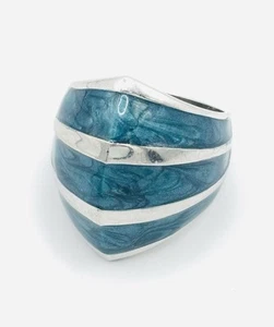 Vintage 925 Sterling Silver Enamel Done Ring Size 5 - Picture 1 of 8