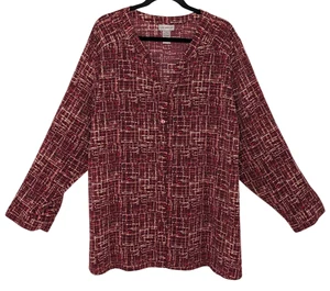 Catherine's Women's Top 3X 26/28W Multicolor Button Up Long Sleeve Shirt Blouse - Picture 1 of 10