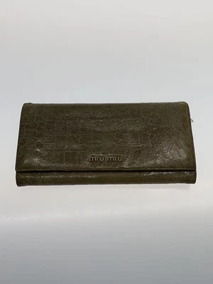 MIU MIU Cocodrilo Repujado Largo Cartera Cuero KHK Foto 1 de 4