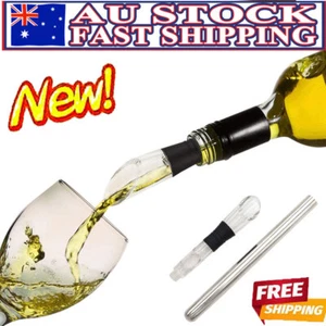 Stainless Steel Wine Bottle Chiller Stick Rod Ice Cooling Cooler Aerator Pourer - Picture 1 of 15
