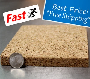 CORK BOARD 3 1/2" x 3 1/2 " x 1/2" HALF INCH THICK DOLL TILE COASTER CRAFT TRAIN - Picture 1 of 3