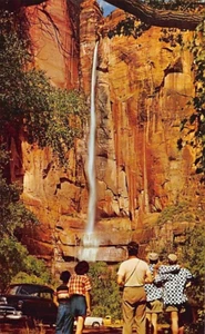 Postkarte UT: Familie an den Sinawava Falls, Zion Nationalpark, Utah, 60er Jahre - Bild 1 von 2
