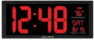 Large 14.5" Digital LED Oversized Wall Clock w/ Date Temperature Fold-Out Stand - Picture 1 of 12