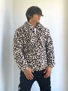 Freizeitmantel Herrenmode Braun Beige Leopard Kunstfell - Bild 1 von 14