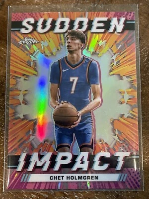 Chet Holmgren Topps Chrome Rookie Sudden Impact Refractor #SI-23 - 2024 - Image 1 of 2