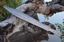 CUSTOM HANDMADE DAMASCUS STEEL BATTLE READY BLANK BLADE SWORD FULL TANG SWORD