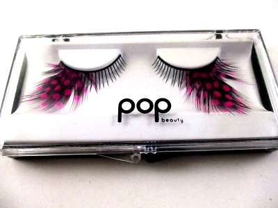 Halloween Costume POP BEAUTY FEATHER Eyelashes PINK DOTS - Image 1 of 4