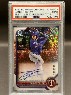 DANYER CUEVA 2022 Bowman Chrome Speckle Refractor RC Auto  #/299 PSA 9 - Image 1 of 2