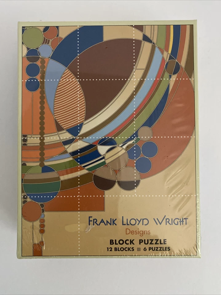 Frank Lloyd Wright блок головоломки 12 блоков 6 различных конструкций в заводской упаковке новый - Изображение 1 из 2