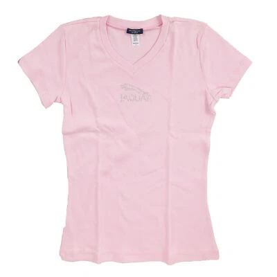 Camiseta para mujer rosa Jaguar con tachuelas cuello en V pequeña Foto 1 de 4