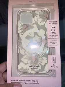 Kate Spade New York Hardshell Case iPhone 13 MagSafe HollyHock Floral Clear - Picture 1 of 3