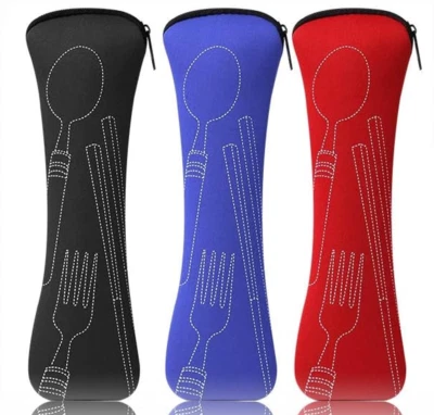 Tragbare Neopren-Bestecktaschen: 3er Set für Picknick - Bild 1 von 4