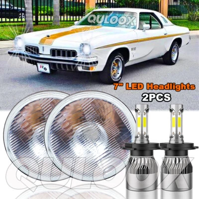 2PC 7" Round LED Headlights Halo DRL Turn Signal For Old-smobile Cutlass Supreme Foto 1 de 4