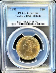 1881 US GOLD Liberty Eagle $10 PCGS UNC Details - Picture 1 of 3