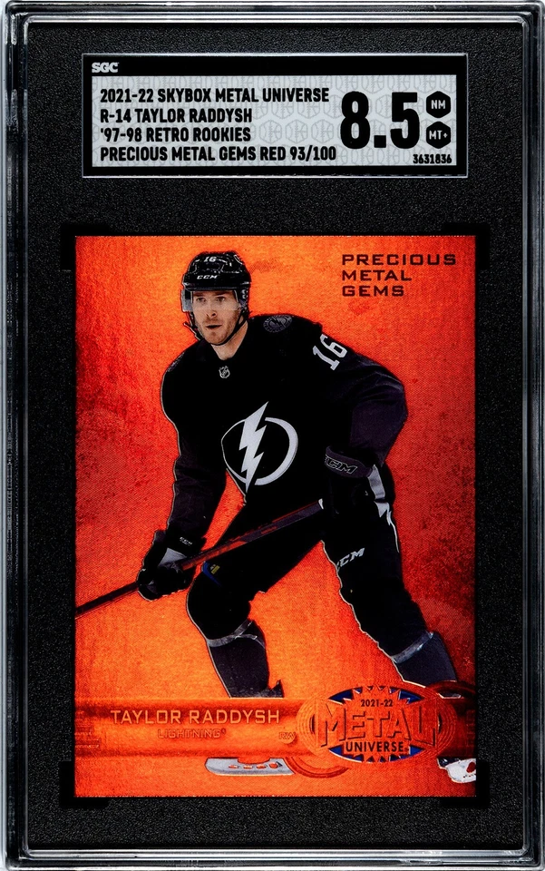2021-22 Taylor Raddysh Retro Precious Metal Gems PMG Red Rookie RC /100 SGC 8.5 - Image 1 of 1