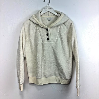 Sudadera con Capucha Lucky Brand Polar Peluche Beige Sólido Manga Larga Pullover L Foto 1 de 4