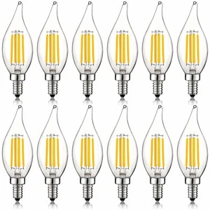 12-Pack Luxrite E12 LED Bulb 60W Equivalent 2700K 550lm Dimmable Candelabra Bulb - Picture 1 of 7