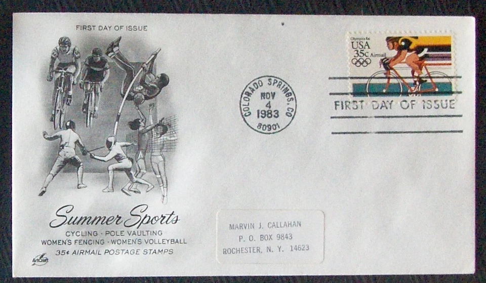 USA FDC Colorado SUMMER SPORTS Cycling 1983 - Image 1 of 1